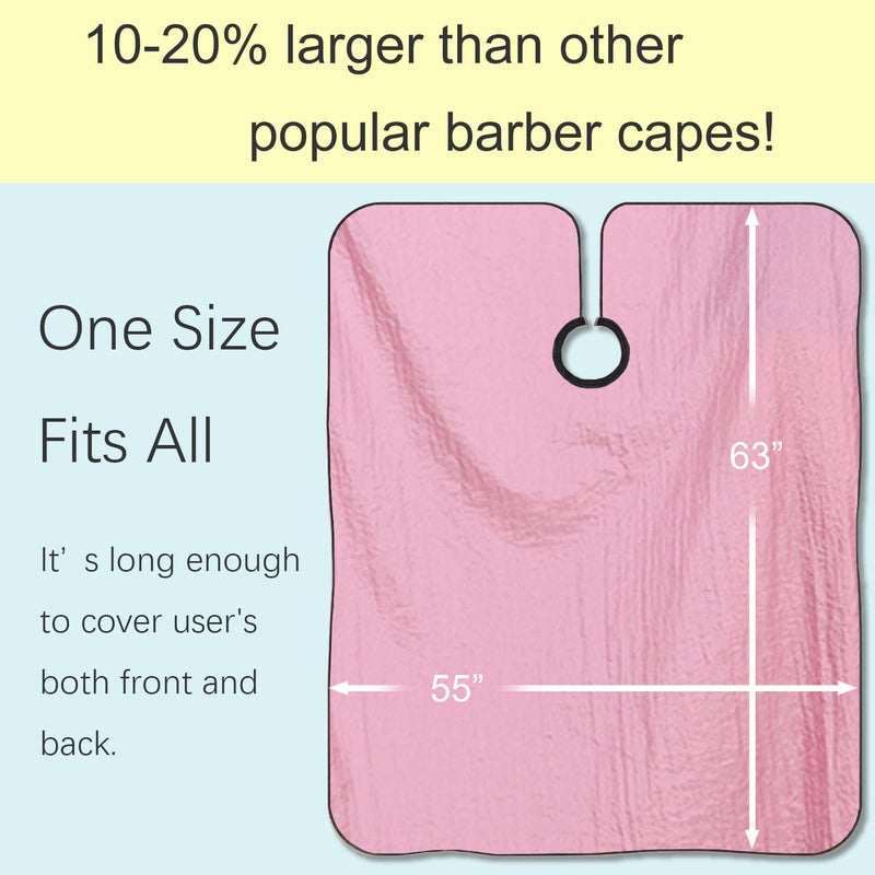 Iusmnur Barber Cape, Professional Hair Salon Cape with Adjustable Metal Clip, Shampoo Hair Cutting Cape for Barbers and Stylists - 55 x 63 inches (Pink) - Image 5
